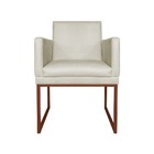 Poltrona Klara Suede Liso Bege Base Metálica Cobre - Vallisa