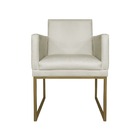 Poltrona Klara Suede Liso Bege Base Metálica Dourada - Vallis