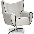 Poltrona Kora Base Giratória Linho Chumbo Claro