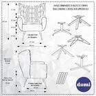 Poltrona Kora Base Orby Linho Rústico Matelassê Chumbo