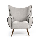 Poltrona Kora Linho Cinza B-157 Pés Palito Madeira D07 - D'ro