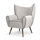 Poltrona Kora Linho Cinza B-157 Pés Palito Madeira D07 - D'ro