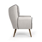 Poltrona Kora Linho Cinza B-157 Pés Palito Madeira D07 - D'ro