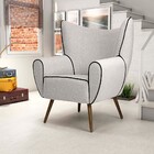 Poltrona Kora Linho Cinza B-157 Pés Palito Madeira D07 - D'ro