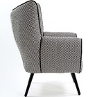 Poltrona Kora Pés Palito Preto Linho Geométrico Preto