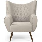 Poltrona Kora Pés Palito Veludo Matelassê Bege