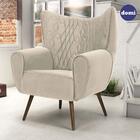 Poltrona Kora Pés Palito Veludo Matelassê Bege