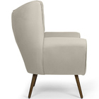 Poltrona Kora Pés Palito Veludo Matelassê Bege