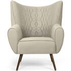 Poltrona Kora Pés Palito Veludo Matelassê Creme