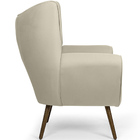 Poltrona Kora Pés Palito Veludo Matelassê Creme