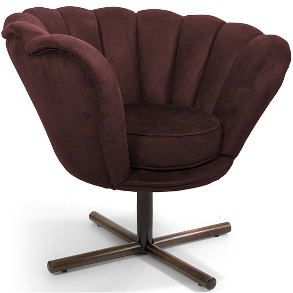 Poltrona La Pétala Para Sala De Estar Base X Veludo Marsala -