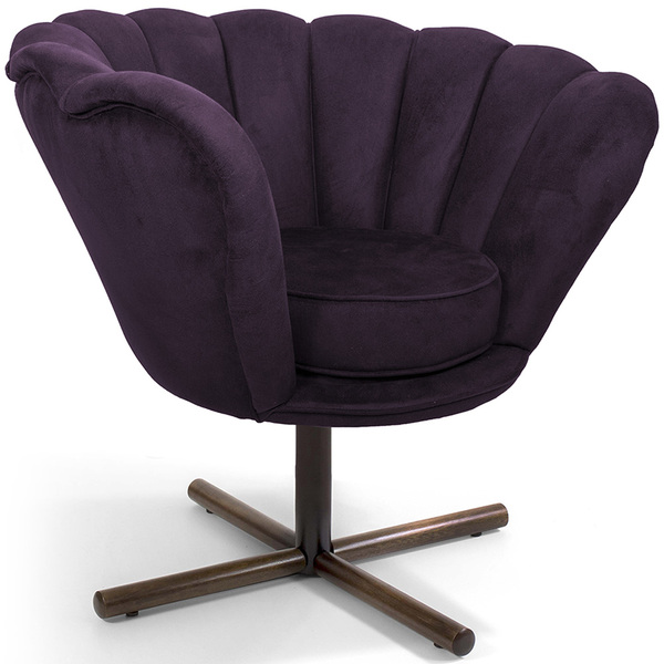Poltrona La Pétala Para Sala De Estar Base X Veludo Roxo - Ca