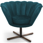 Poltrona La Pétala Para Sala De Estar Base X Veludo Turquesa