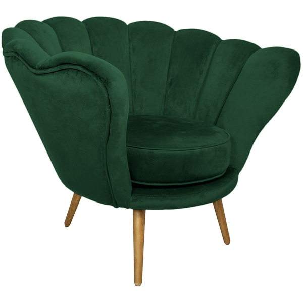 Poltrona La Pétala Para Sala De Estar Pés Palito Suede Verde