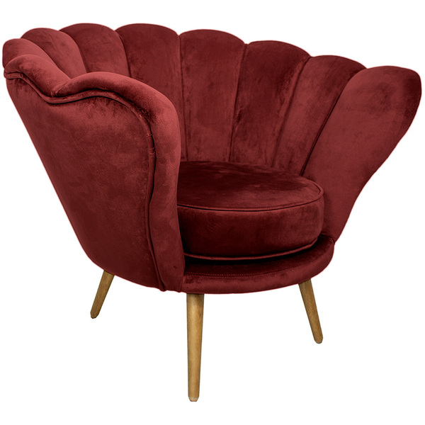Poltrona La Pétala Para Sala De Estar Pés Palito Suede Vermel