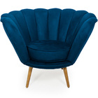 Poltrona La Pétala Para Sala De Estar Pés Palito Veludo Azul