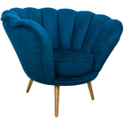 Poltrona La Pétala Para Sala De Estar Pés Palito Veludo Azul