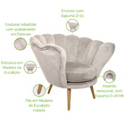 Poltrona La Pétala Para Sala De Estar Pés Palito Veludo Creme