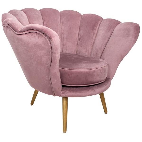 Poltrona La Pétala Para Sala De Estar Pés Palito Veludo Rosê