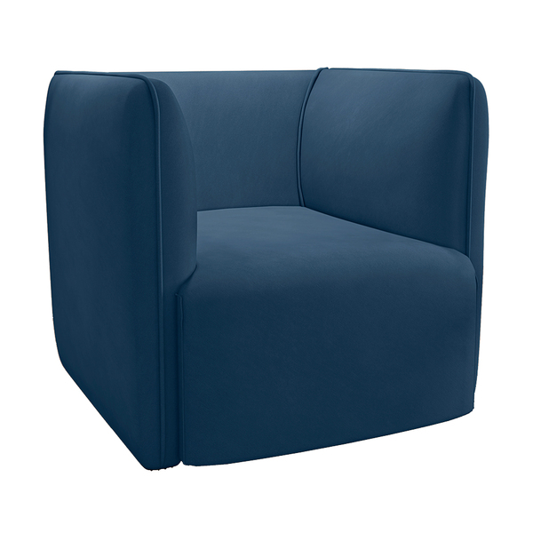 Poltrona Laguna Veludo Azul Marinho Pés Plástico Preto - D'ro