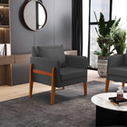 Poltrona Lana Corino Preto Base De Madeira