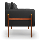 Poltrona Lana Corino Preto Base De Madeira