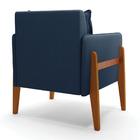 Poltrona Lana Suede Base De Madeira - D'rossi - Azul Marinho