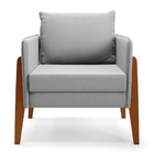 Poltrona Lana Suede Base De Madeira - D'rossi - Cinza