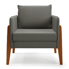 Poltrona Lana Suede Base De Madeira - D'rossi - Grafite