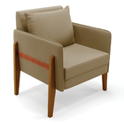 Poltrona Lana Suede Base De Madeira - D'rossi - Marrom Rato