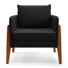 Poltrona Lana Suede Base De Madeira - D'rossi - Preto