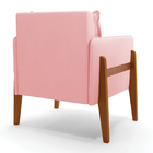Poltrona Lana Suede Base De Madeira - D'rossi - Rosa Bebê