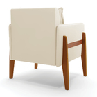 Poltrona Lana Veludo Bege Base De Madeira