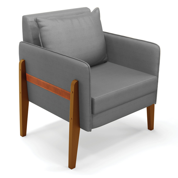 Poltrona Lana Veludo Luxo Base De Madeira - D'rossi - A131 Gr