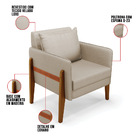 Poltrona Lana Veludo Luxo Prata A130 Base De Madeira - D'rossi