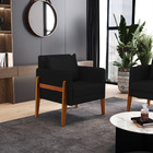 Poltrona Lana Veludo Luxo Preto A81 Base De Madeira - D'rossi