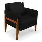 Poltrona Lana Veludo Luxo Preto A81 Base De Madeira - D'rossi