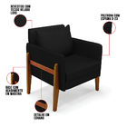 Poltrona Lana Veludo Luxo Preto A81 Base De Madeira - D'rossi