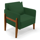 Poltrona Lana Veludo Verde Base De Madeira