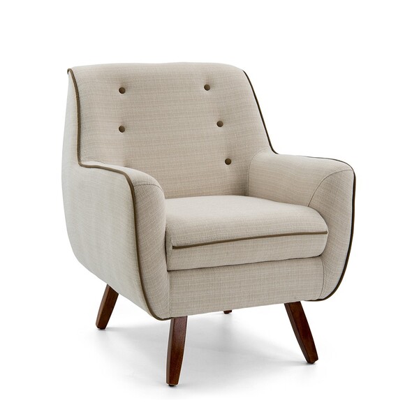 Poltrona Lara Linho Bege A-41 Pés De Madeira - D'rossi