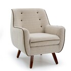 Poltrona Lara Linho Bege B-283 Pés De Madeira - D'rossi