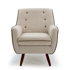 Poltrona Lara Linho Bege B-283 Pés De Madeira - D'rossi