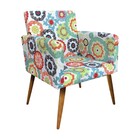 Poltrona Lari Estampado Mandala D31 Pés Palito Castanho - D'r