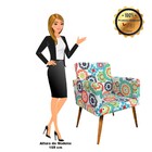 Poltrona Lari Estampado Pés Palito Castanho D'rossi - Mandala