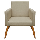 Poltrona Larissa Linho A32 Pés Palito Castanho D'rossi