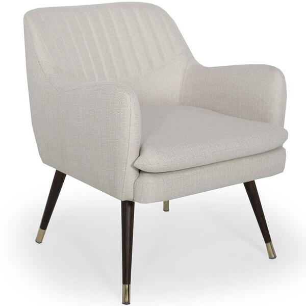 Poltrona Larissa Pés Palito Imbuia Linho Rústico Off White