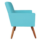 Poltrona Larissa Suede Azul Turquesa Pés Palito De Madeira- D