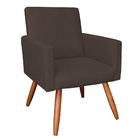 Poltrona Larissa Suede Marrom Pes Palito