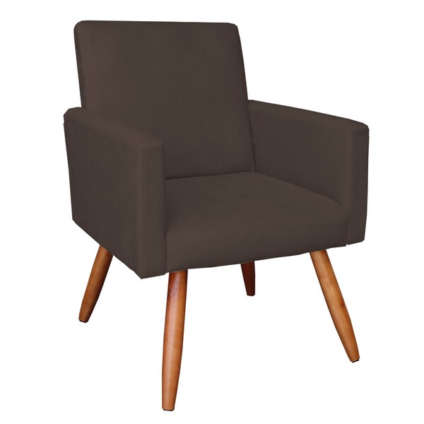 Poltrona Larissa Suede Pés Palito Castanho M11 - D'rossi - Ma