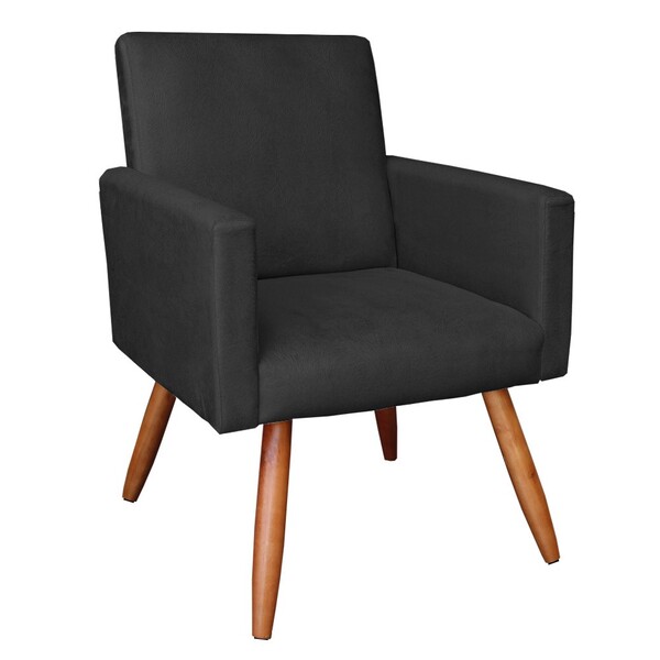 Poltrona Larissa Suede Pés Palito Castanho M11 - D'rossi - Pr